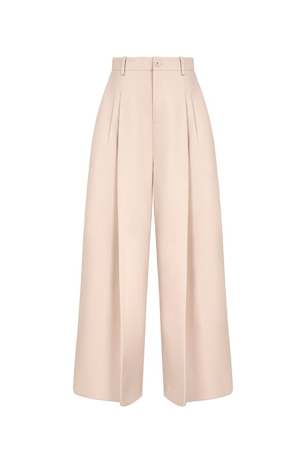 Winona Wide Leg Tailored Pants in Beige Pink