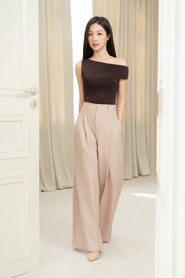 Winona Wide Leg Tailored Pants in Beige Pink