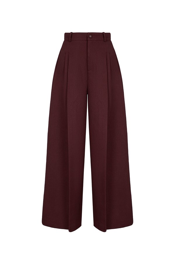 Winona Wide Leg Tailored Pants in Merlot