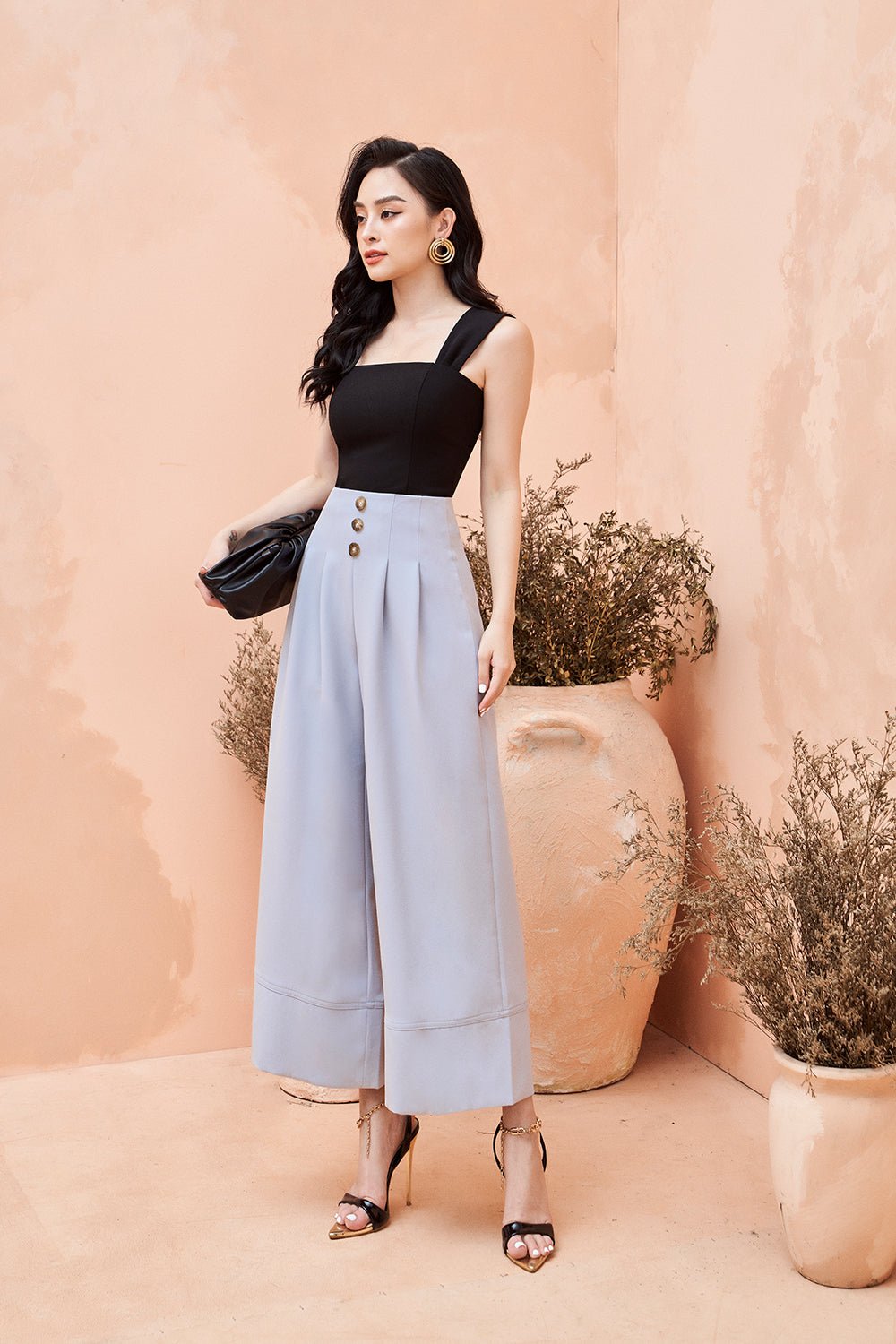 Adena Button Culottes in Rose
