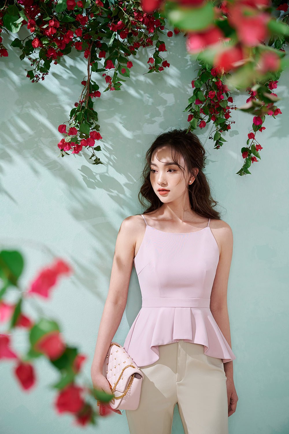 Aurora Peplum Top in Dusty Rose