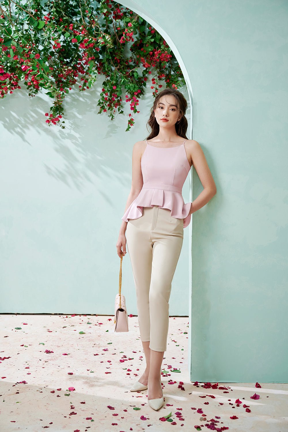 Aurora Peplum Top in Dusty Rose