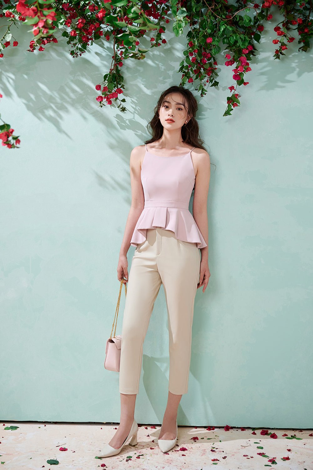 Aurora Peplum Top in Dusty Rose