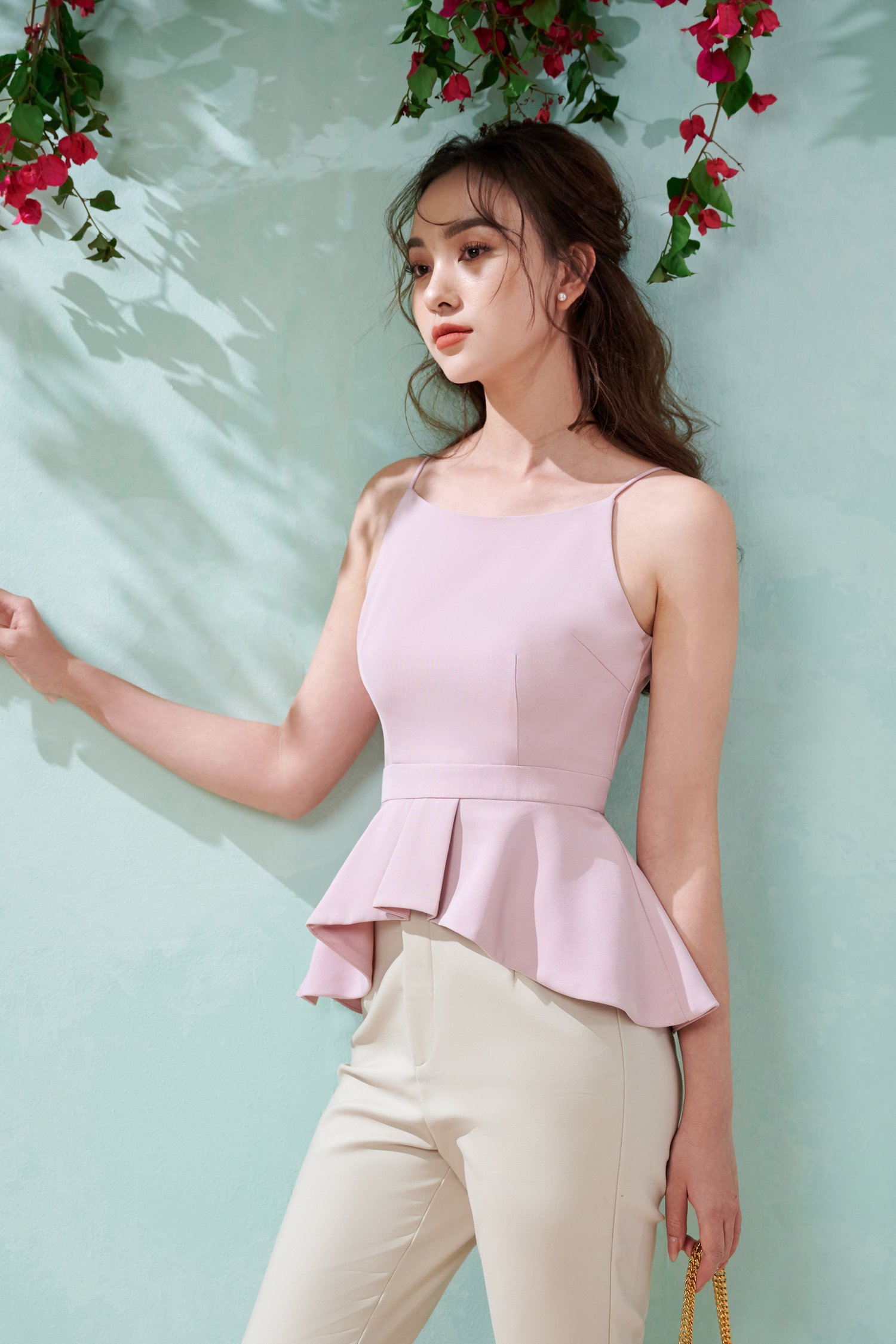 Aurora Peplum Top in Dusty Rose