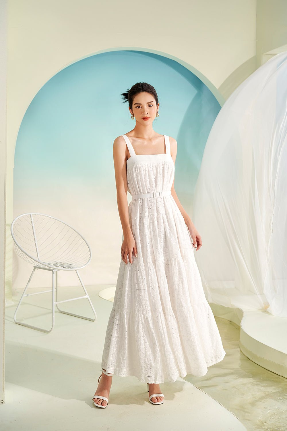 Capri 3-Way Maxi Dress in Broderie Anglaise Iconic White