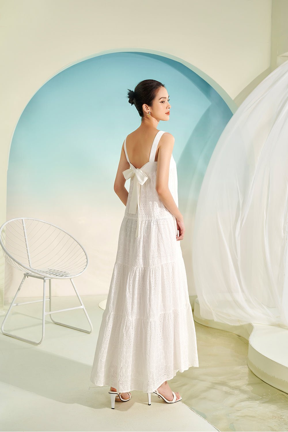 Capri 3-Way Maxi Dress in Broderie Anglaise Iconic White