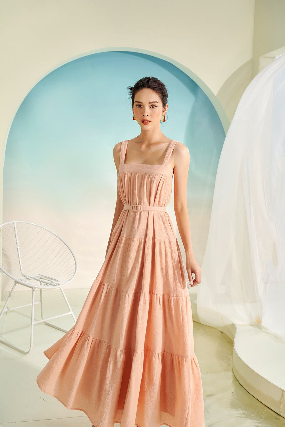 Capri 3-Way Maxi Dress in Nude Peach