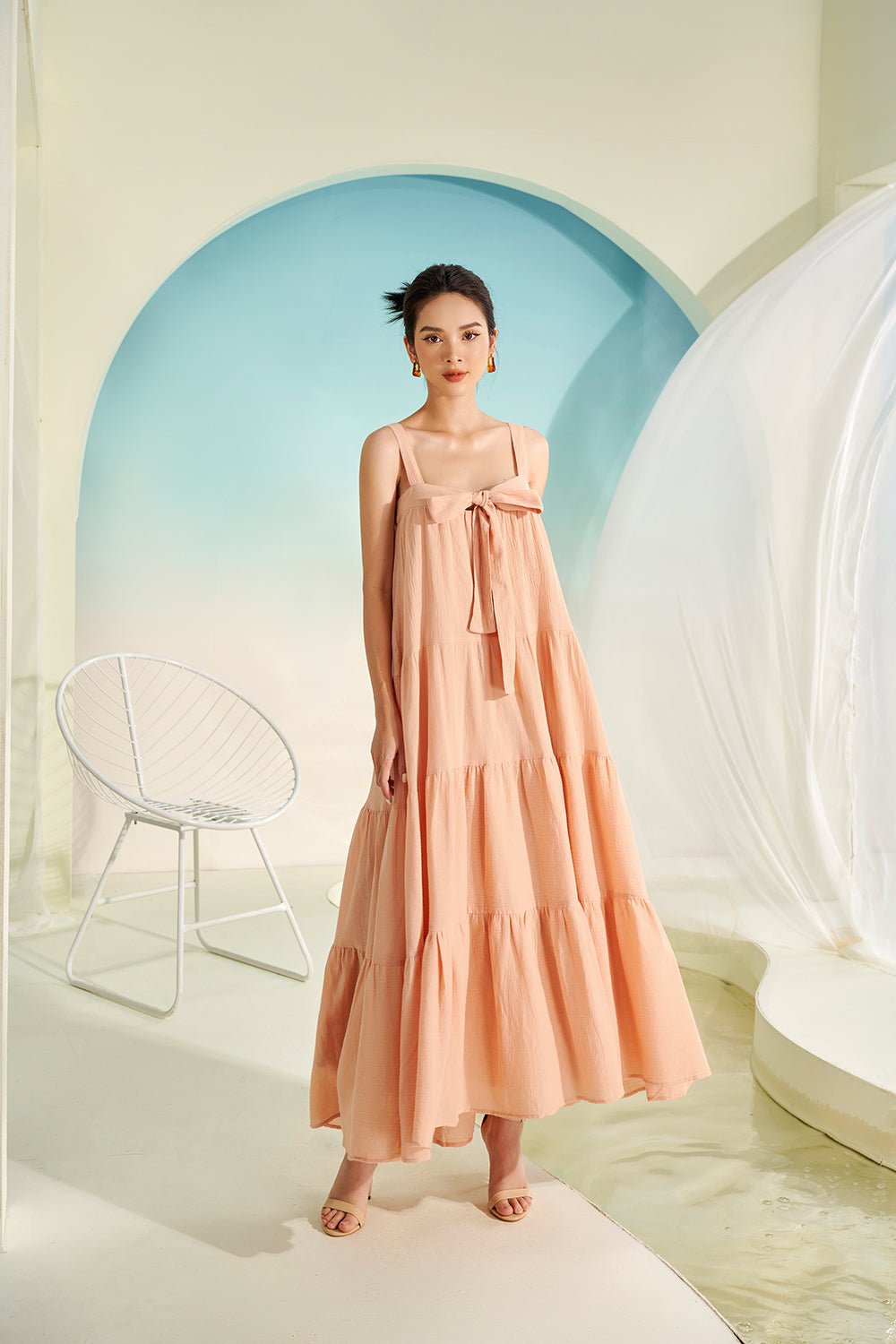 Capri 3-Way Maxi Dress in Nude Peach