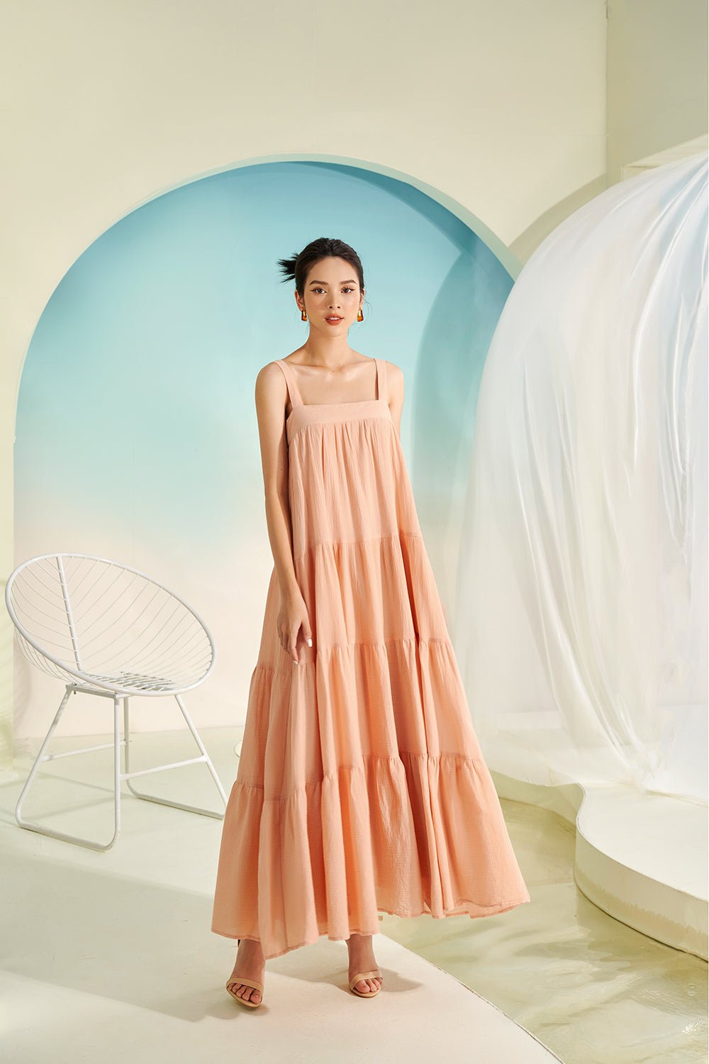 Capri 3-Way Maxi Dress in Nude Peach