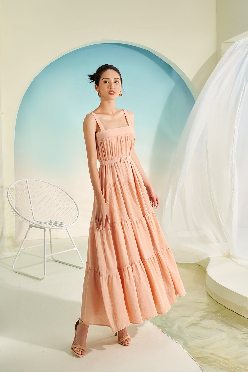 Capri 3-Way Maxi Dress in Nude Peach