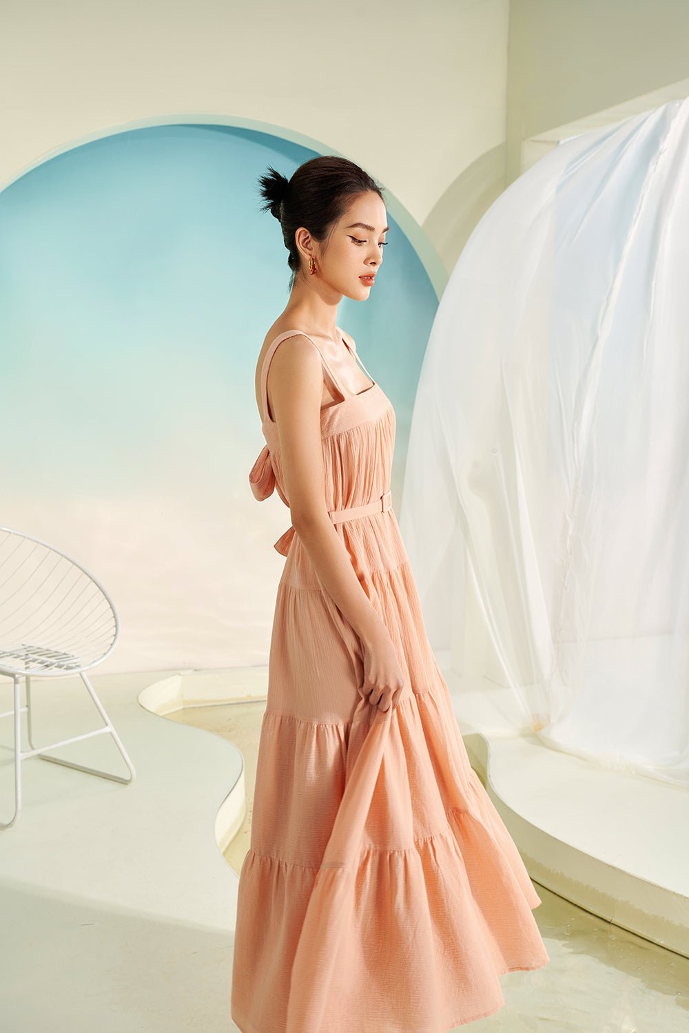 Capri 3-Way Maxi Dress in Nude Peach