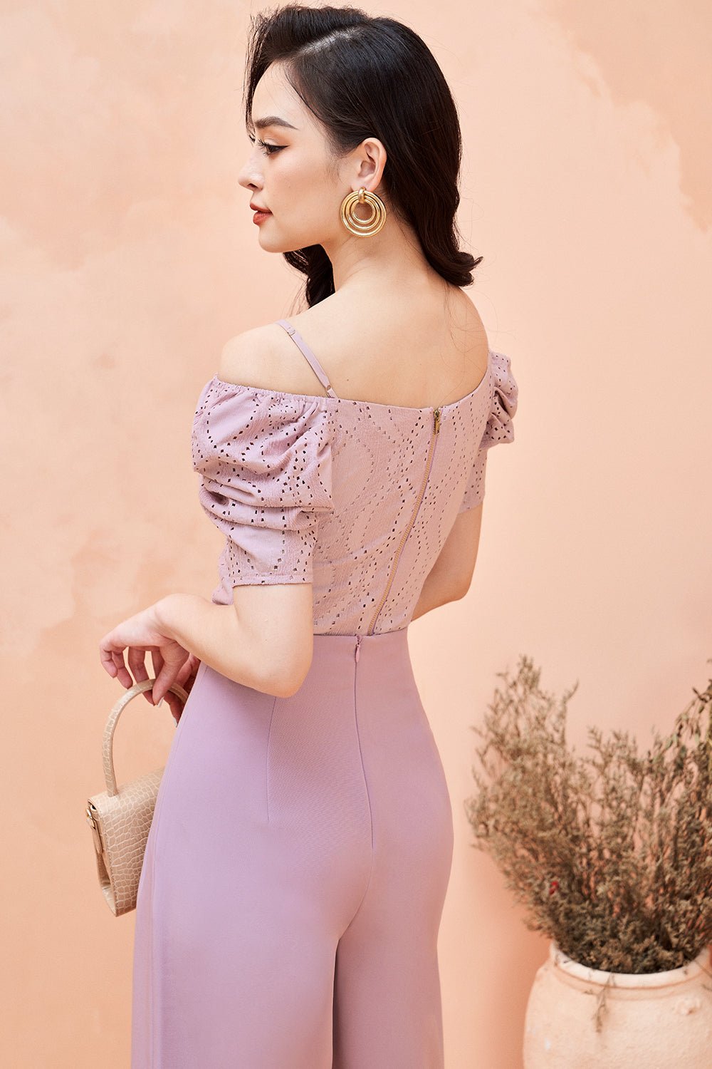 Adena Button Culottes in Rose