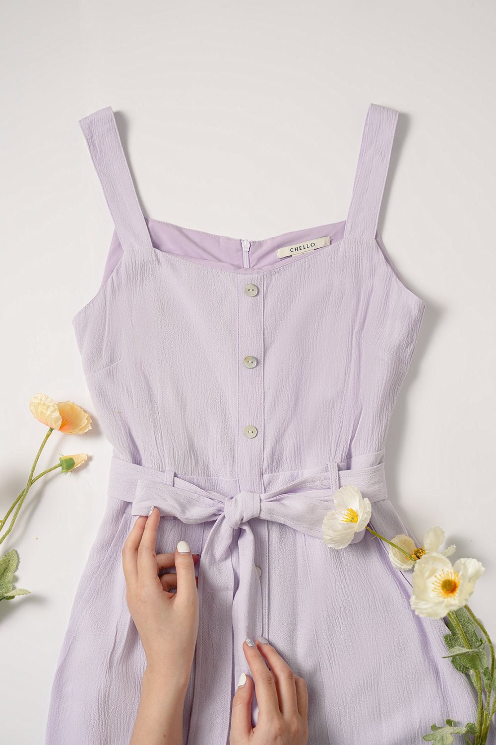 Lena Seashell Buttoned Jumpsuit in Pale Cream