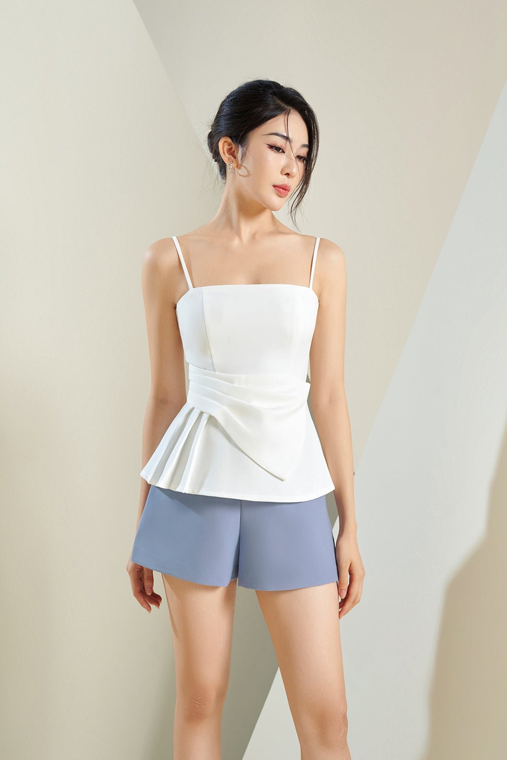 Dionne Pleat Origami Top in Iconic White
