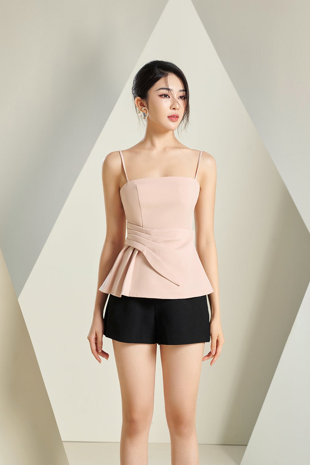 Dionne Pleat Origami Top in Iconic White