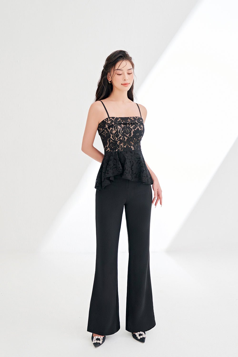 Verity Slim Fit Flared Pant in Classic Black