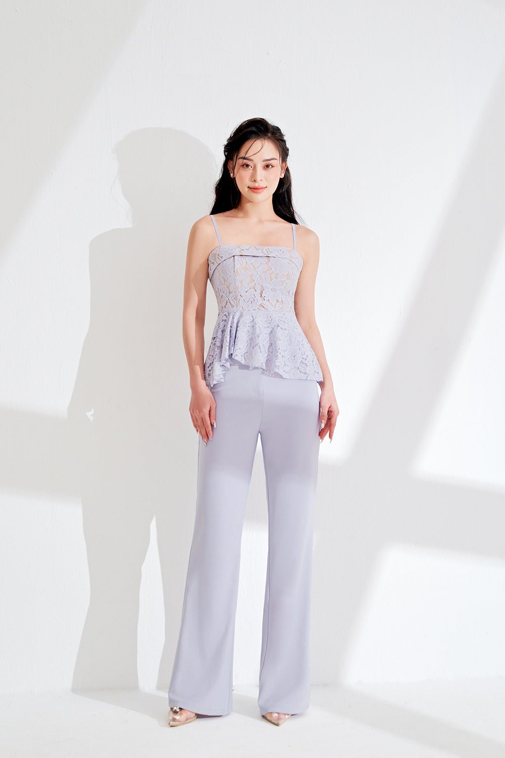 Verity Slim Fit Flared Pant in Nude Pink