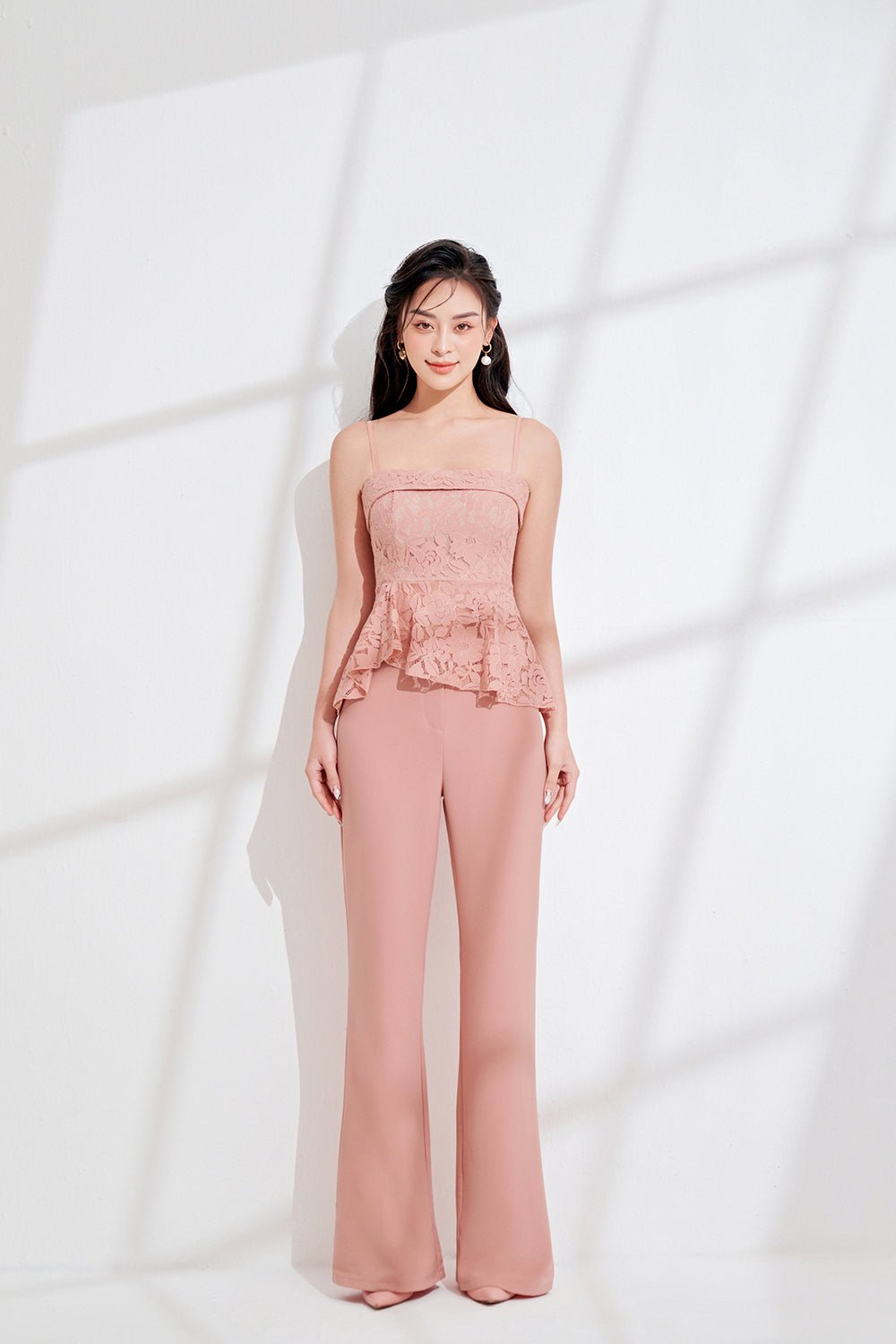 Verity Slim Fit Flared Pant in Nude Pink