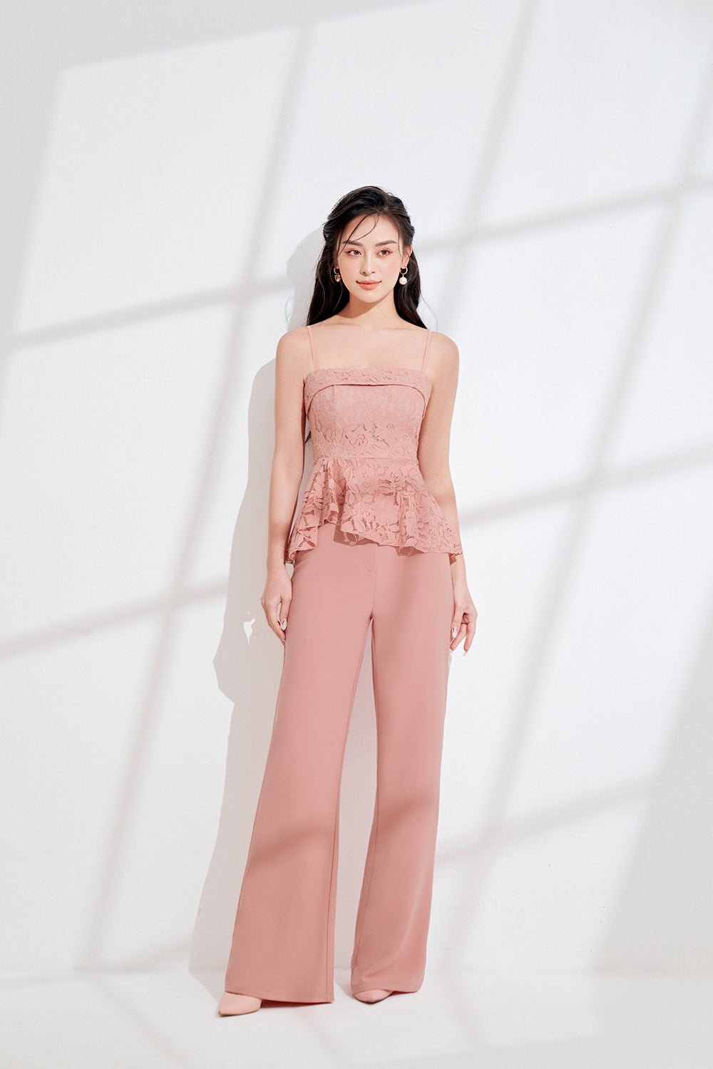 Verity Slim Fit Flared Pant in Nude Pink