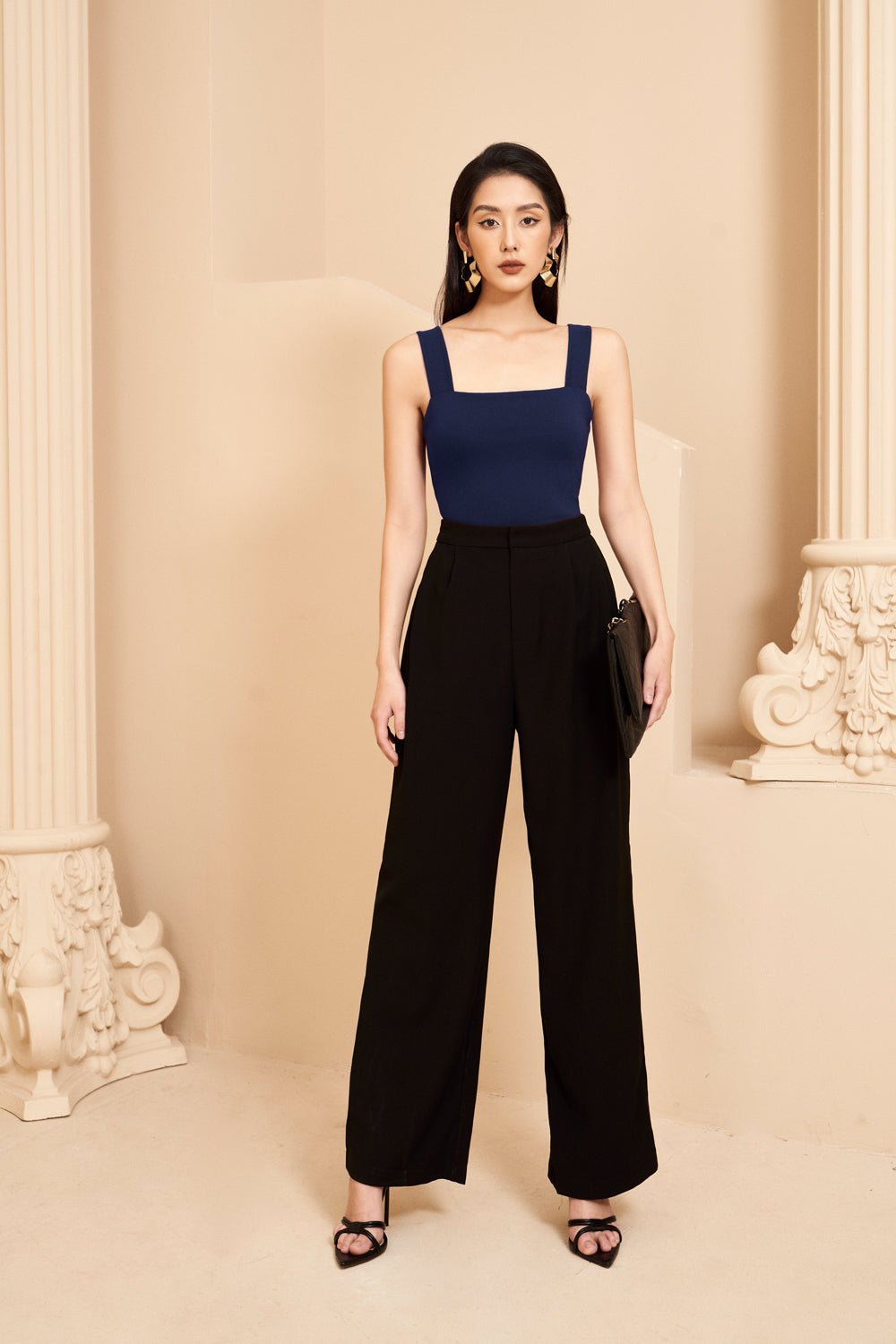 Laurent High Waist Straight Leg Pants in Carolina Blue (in XL)