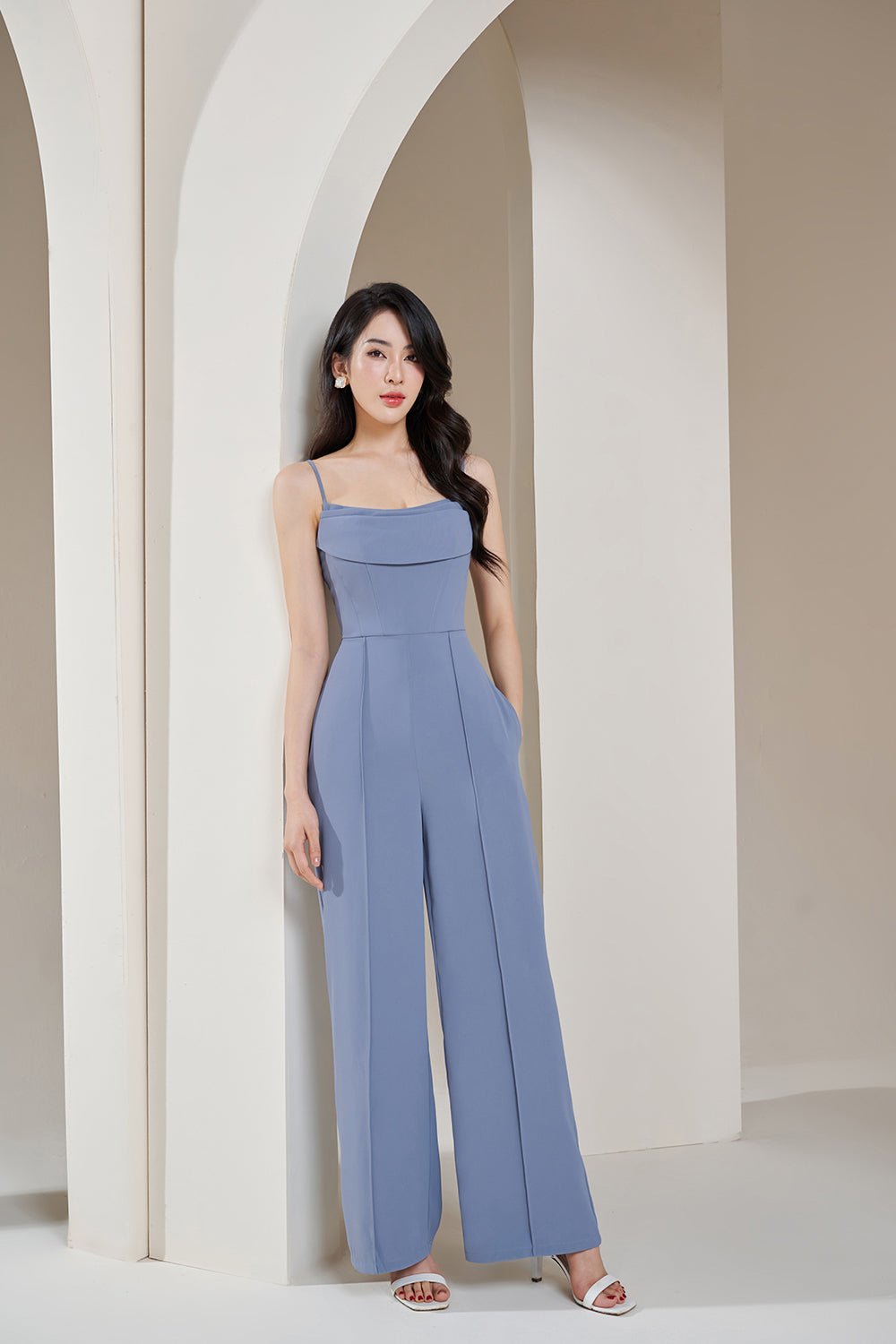 Heidi Cowl Neck Jumpsuit in Baby Pink