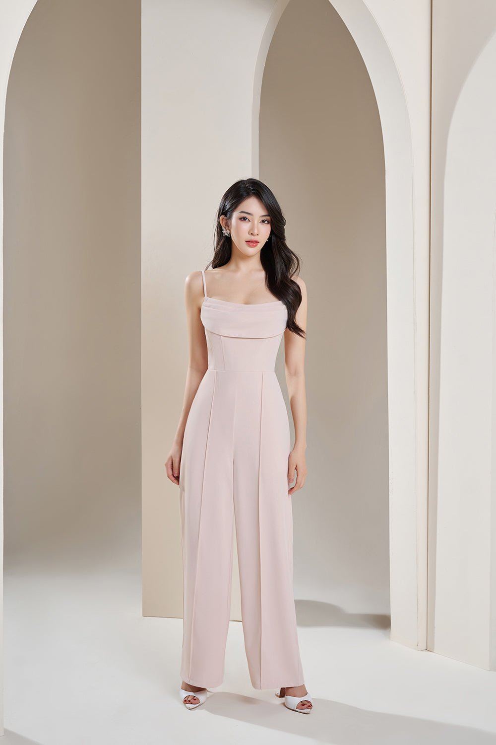 Heidi Cowl Neck Jumpsuit in Baby Pink