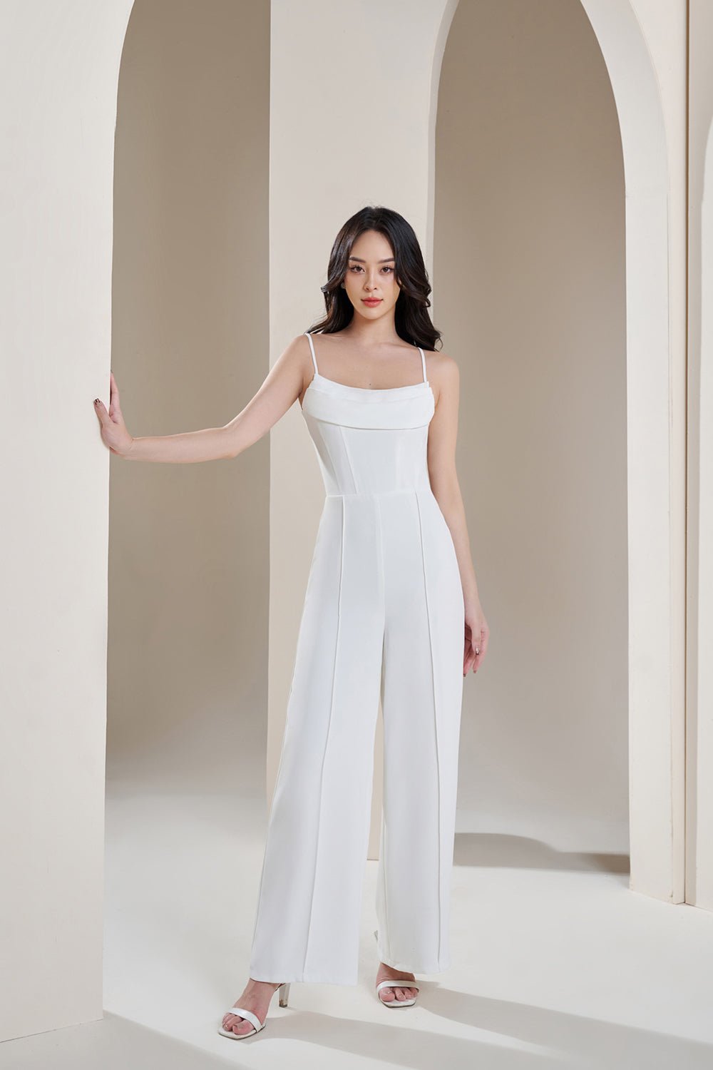 Heidi Cowl Neck Jumpsuit in Iconic White