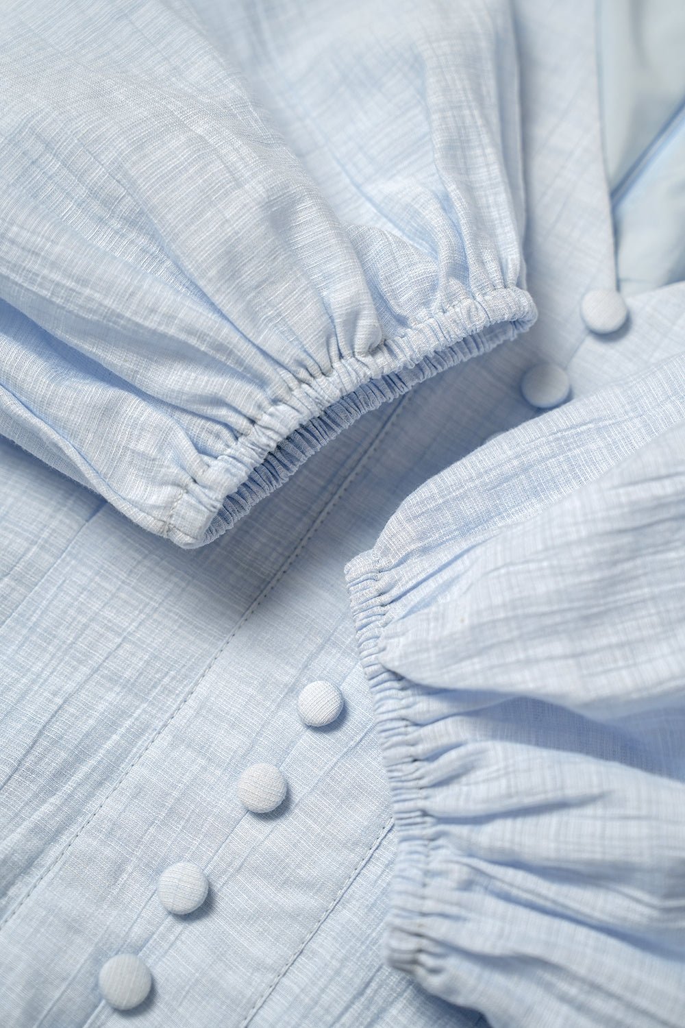 Nori Puffy Sleeved Fit & Flare Dress in Cloud Blue