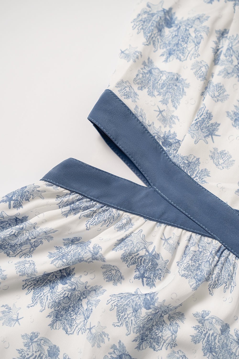 Scarlett Cut-Out Maxi Dress in Toile De Jouy - White/Vintage Blue