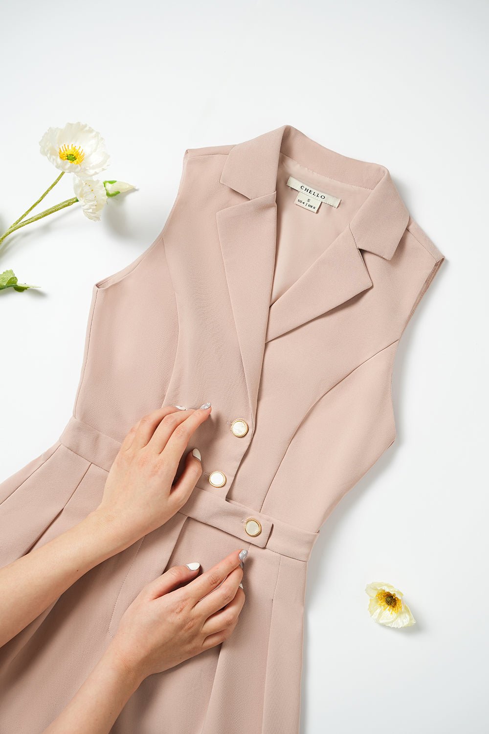 Kendra Vest Shell Buttoned Jumpsuit in Nude Rose