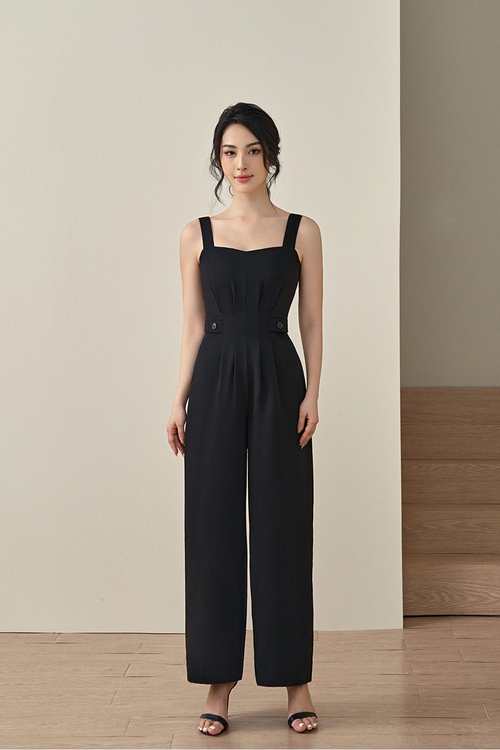 Livi Buttoned Jumpsuit in Classic Black