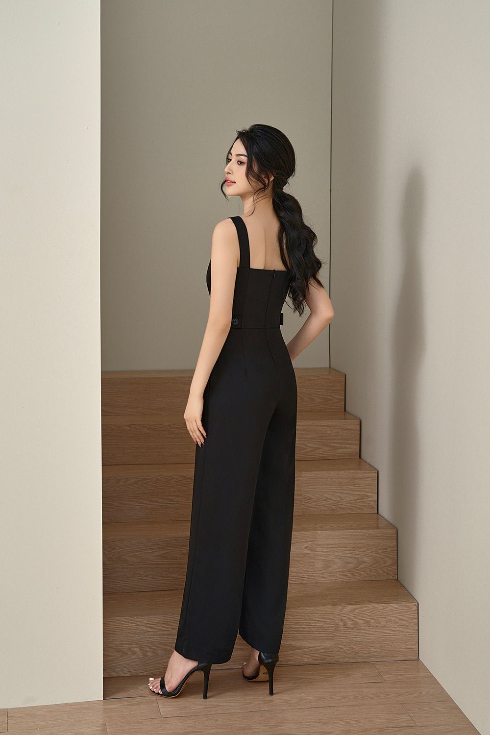 Livi Buttoned Jumpsuit in Cream