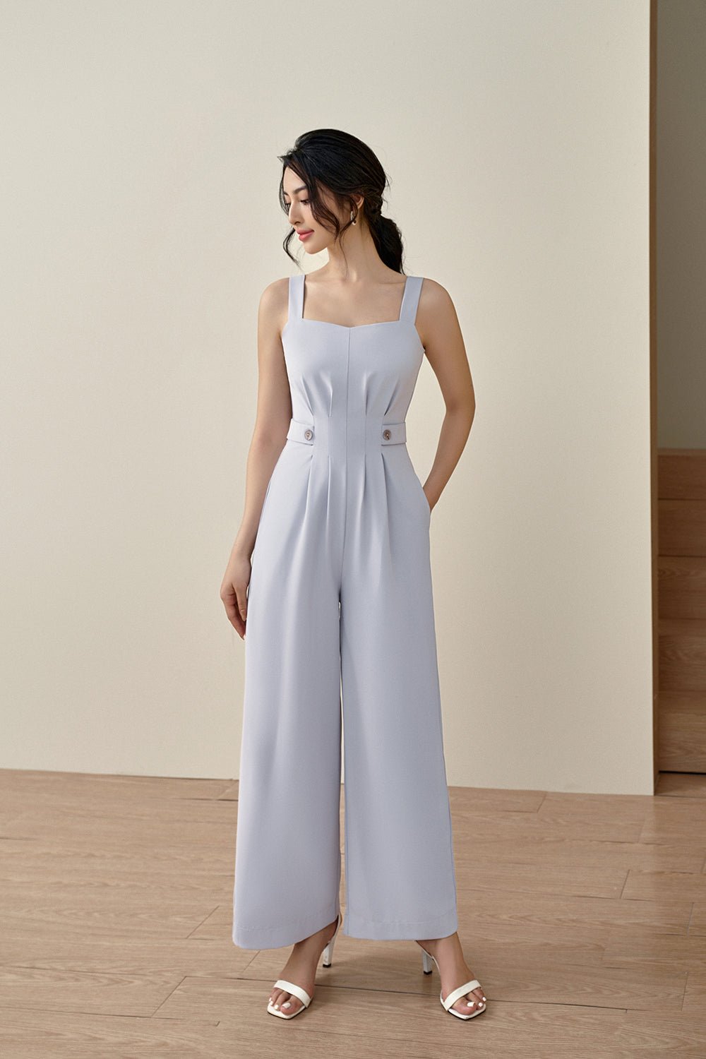 Livi Buttoned Jumpsuit in Dreamy Lavender