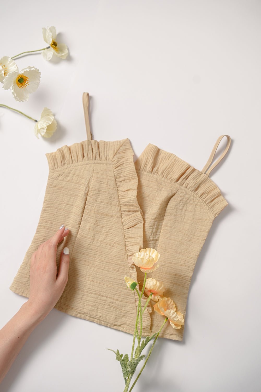 Mae Pleated Frills & Flutter Top in Iconic White