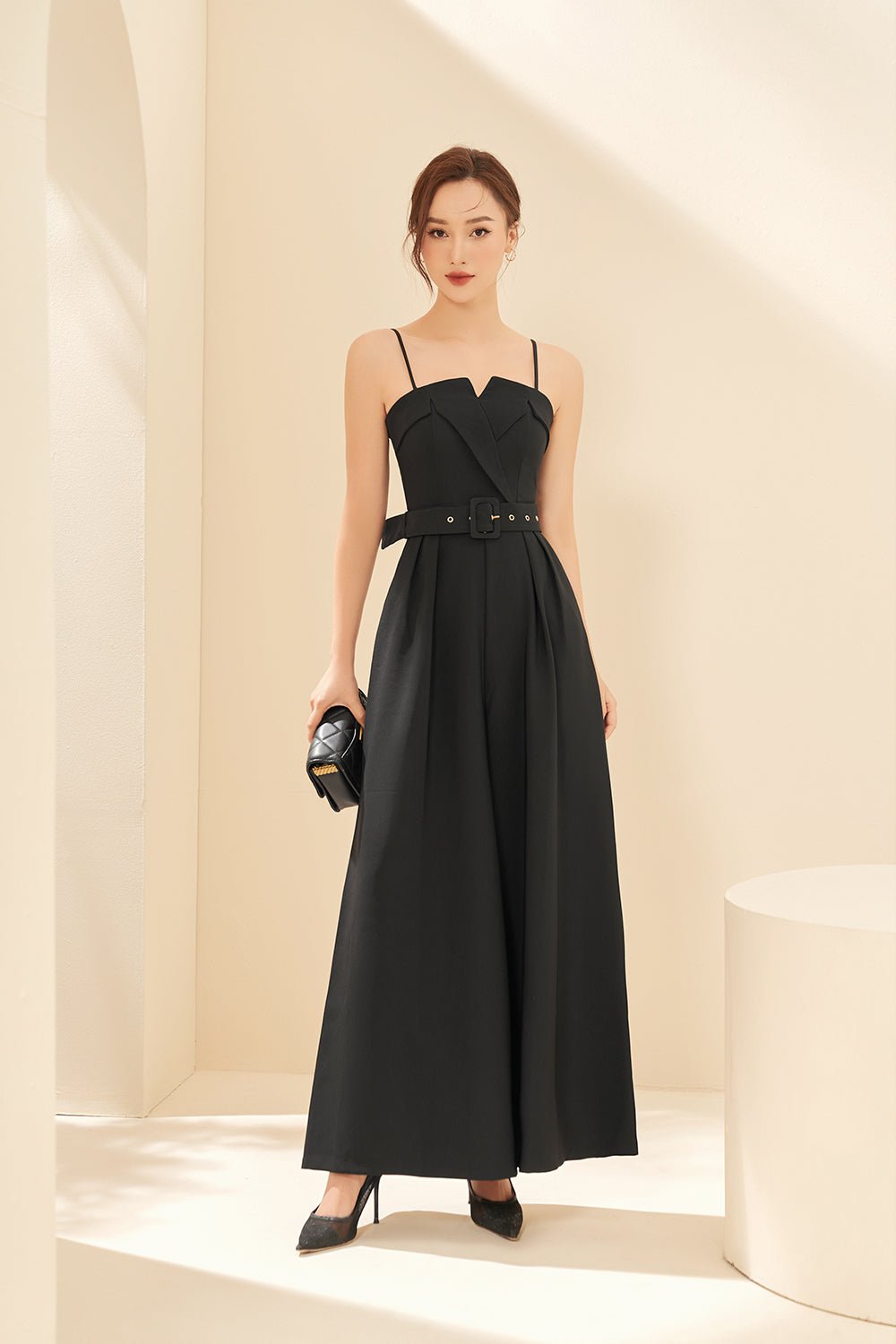 Maeve Tux Jumpsuit in Classic Black