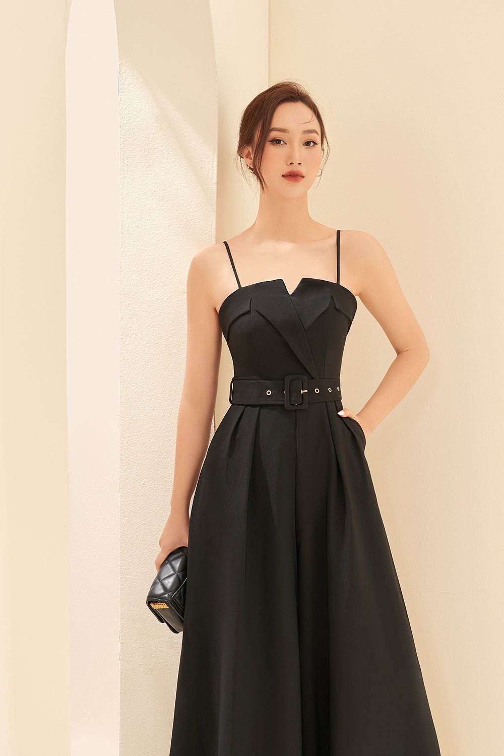 Maeve Tux Jumpsuit in Classic Black