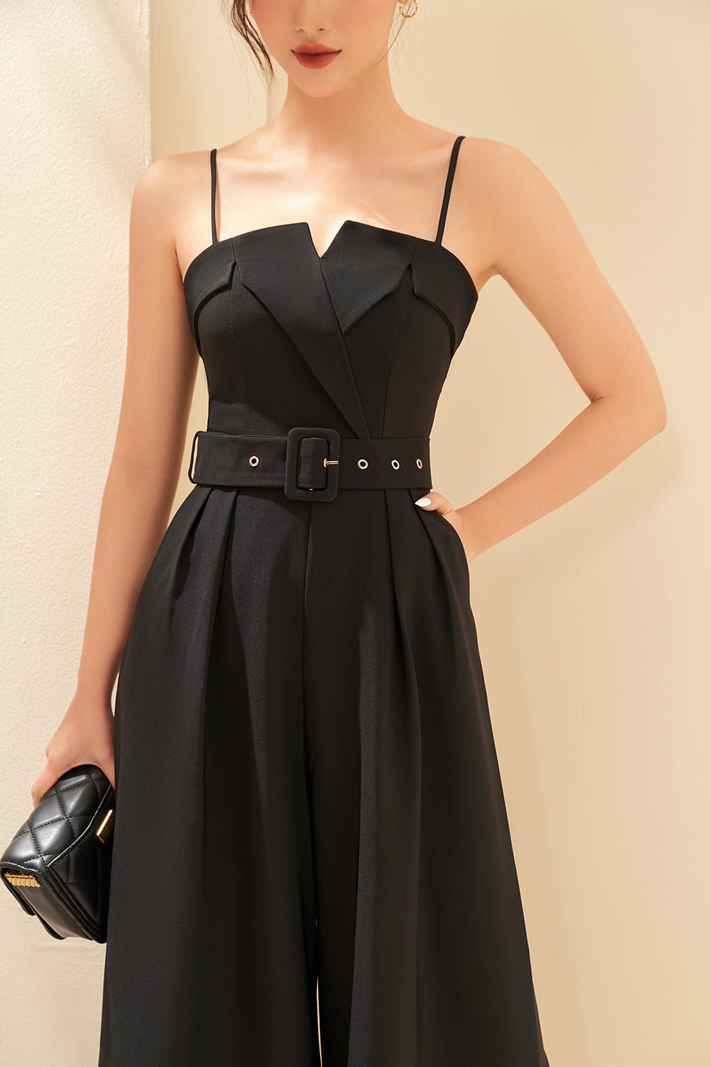 Maeve Tux Jumpsuit in Classic Black