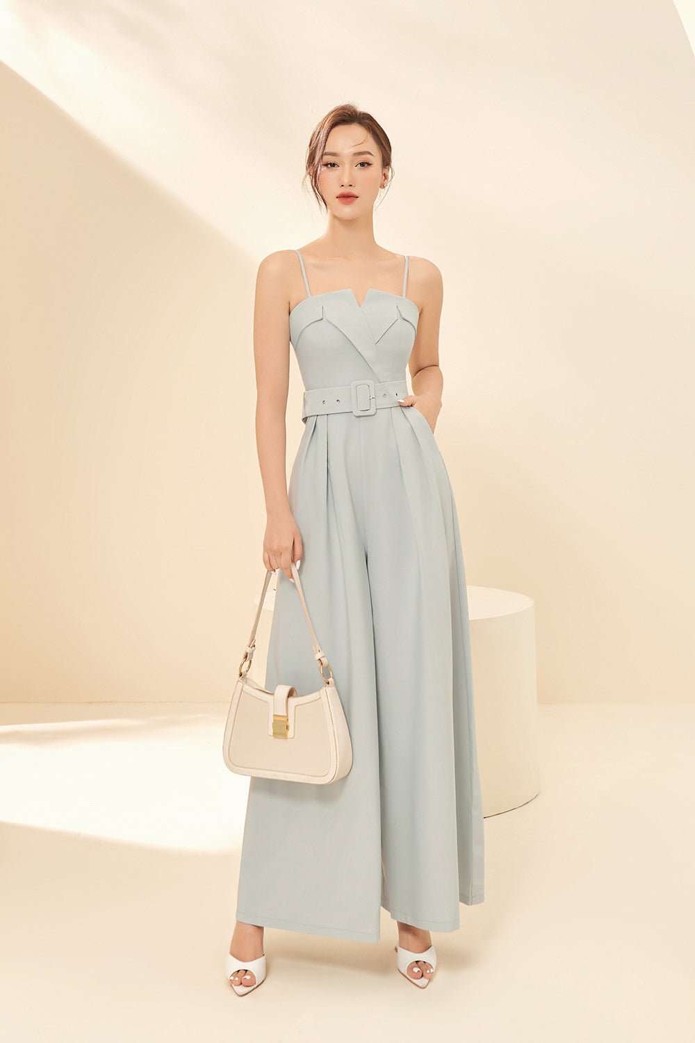 Maeve Tux Jumpsuit in Grey Blue