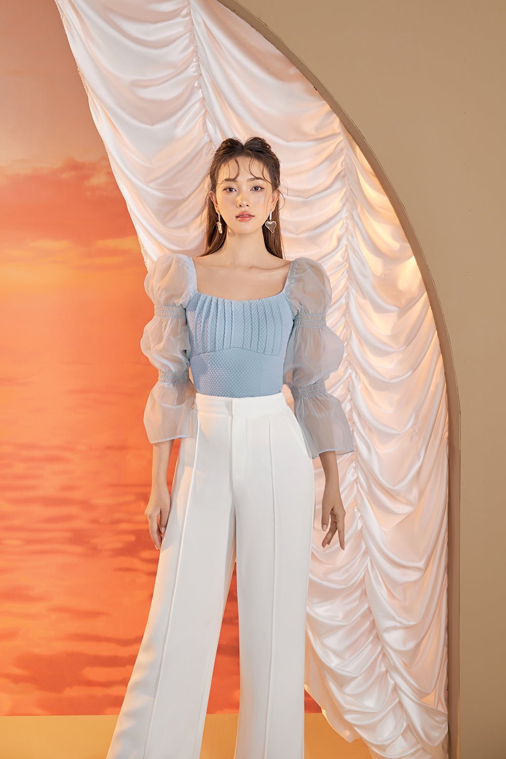 Minka Puffy Sleeved Blouson in Romantic Rose