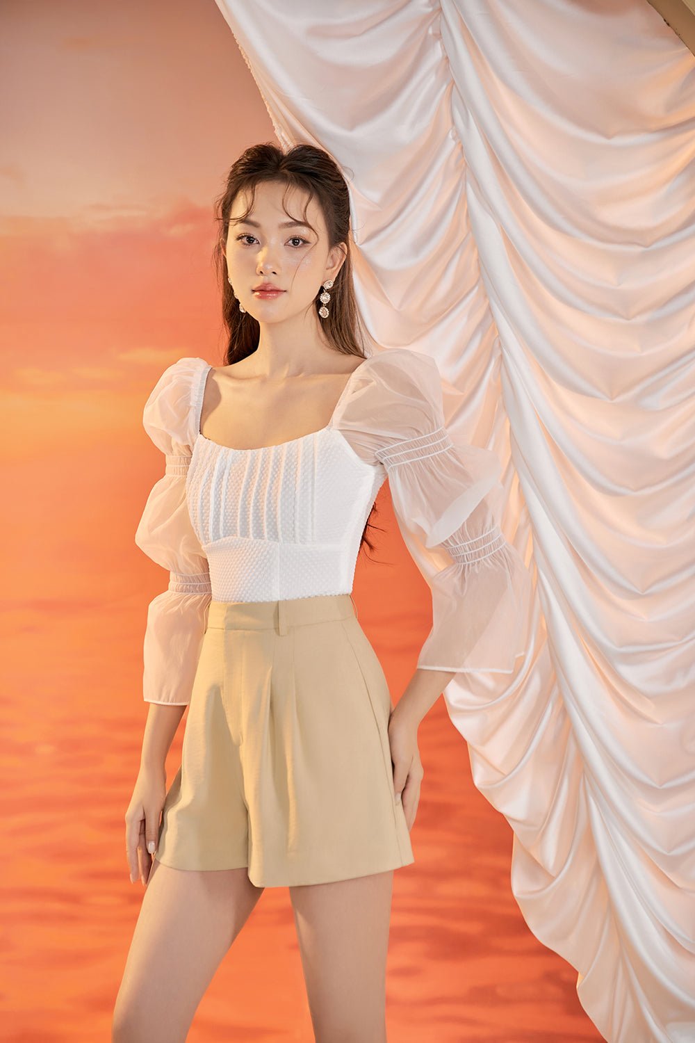 Minka Puffy Sleeved Blouson in Iconic White