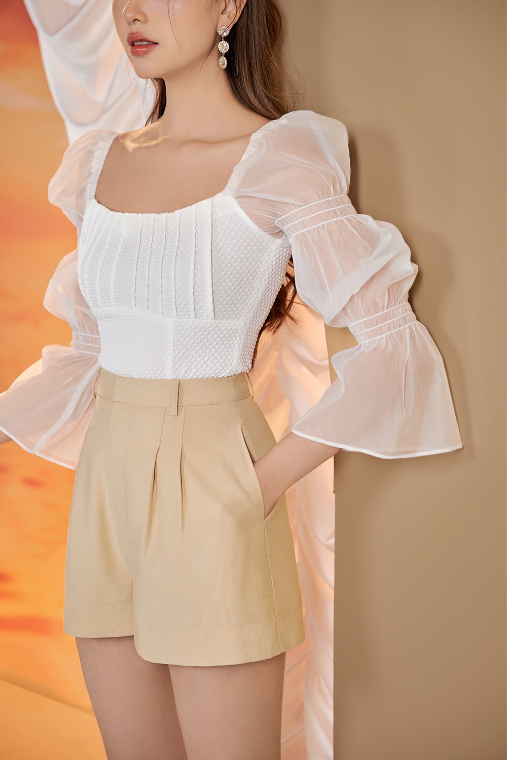 Minka Puffy Sleeved Blouson in Iconic White