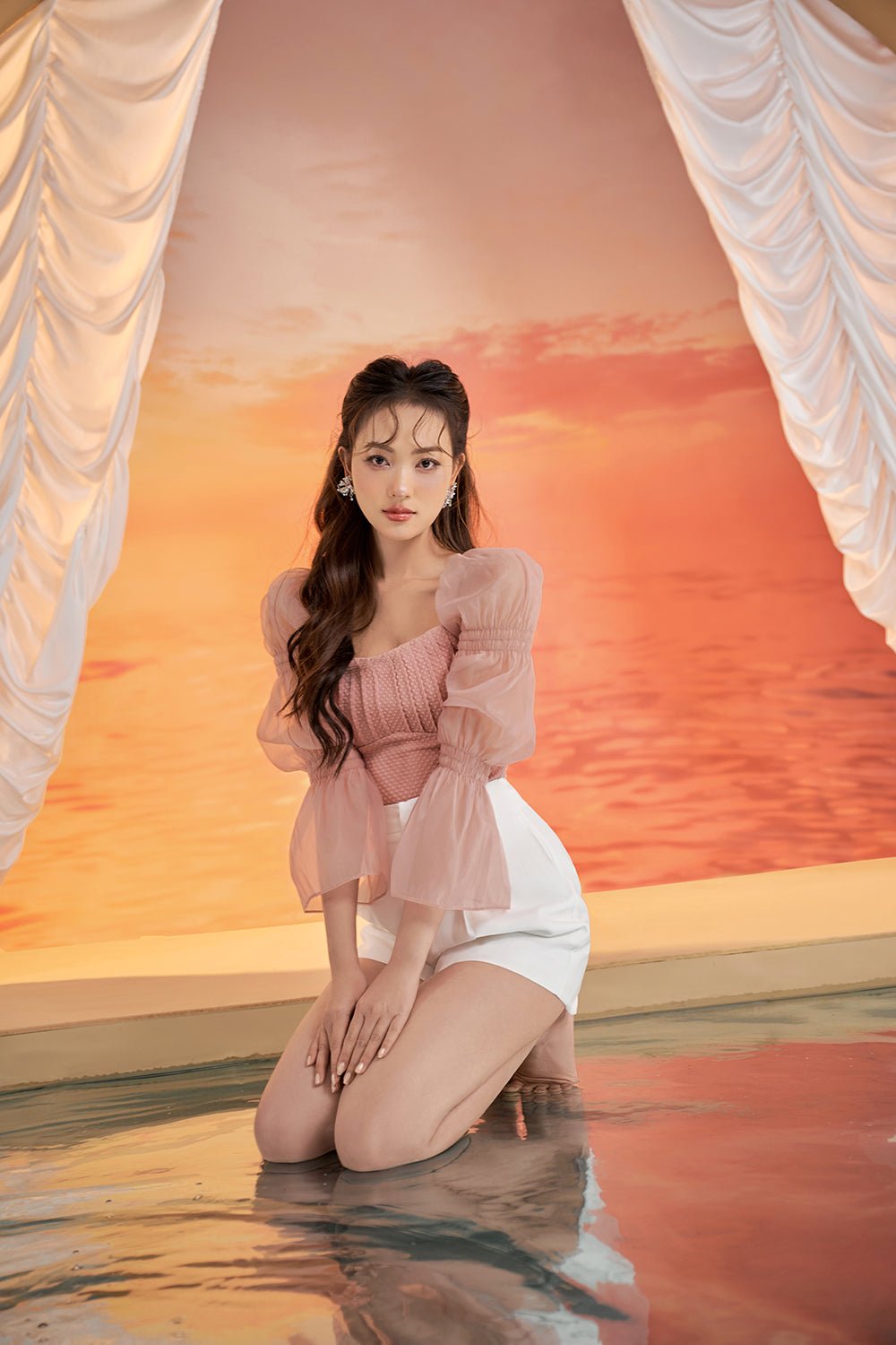 Minka Puffy Sleeved Blouson in Romantic Rose