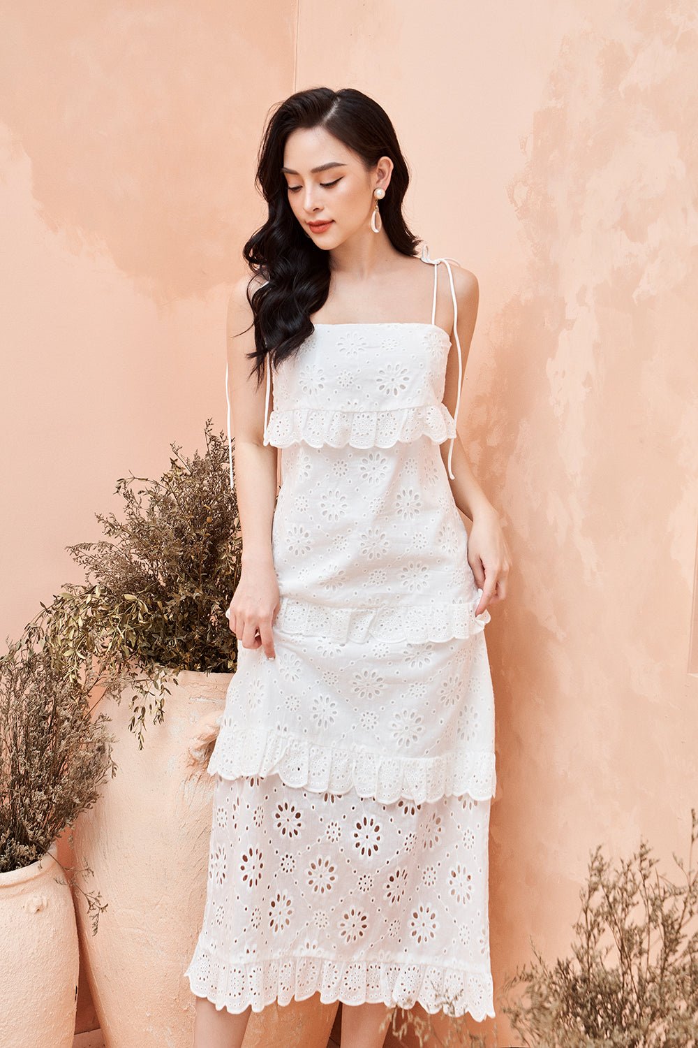 Rosalie Tie Strap Midi Dress in Periwinkle Blue