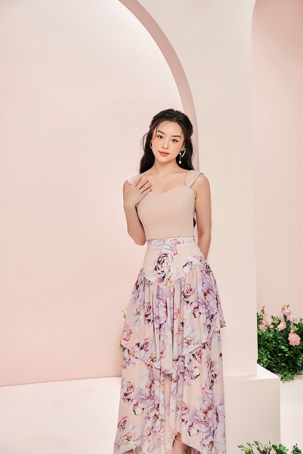 Kalina Sweetheart Top in Blush Rose