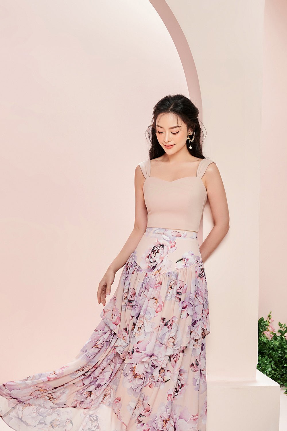 Kalina Sweetheart Top in Blush Rose