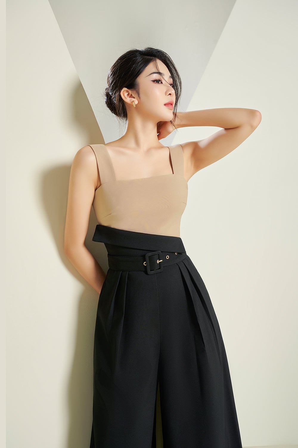 Tory Fold Over High Waist Pants in Classic Black