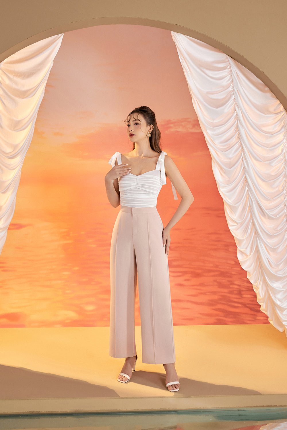 Millicent Straight Leg Pant in Light Nude Pink