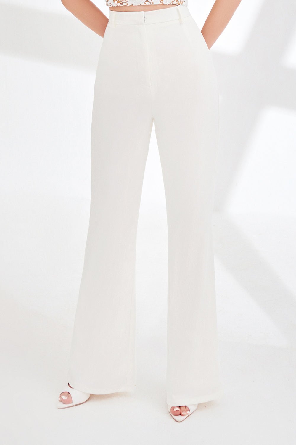 Verity Slim Fit Flared Pant in Iconic White