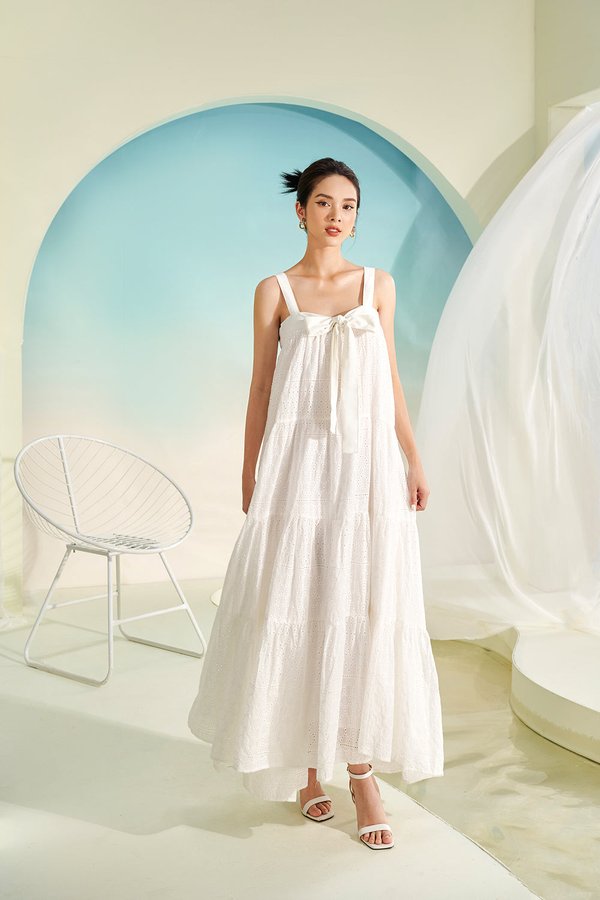 Capri 3-Way Maxi Dress in Broderie Anglaise Iconic White