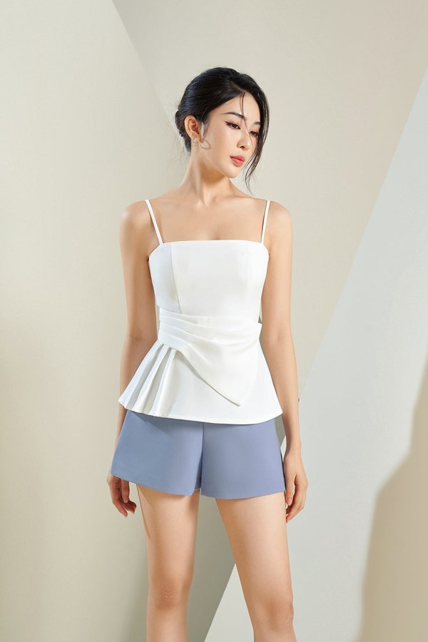 Dionne Pleat Origami Top in Iconic White
